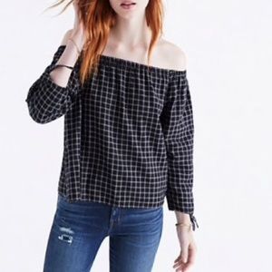 Madewell Windowpane Plaid Off-Shoulder Top